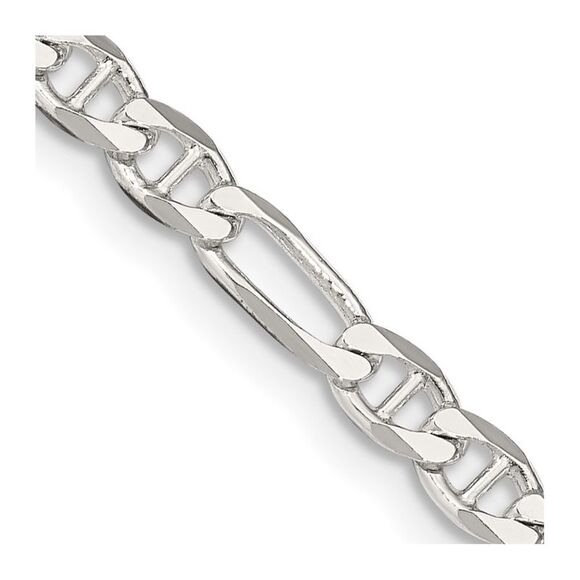 Kazi Luxury Sterling Silver 3.75mm Figaro Anchor Chain